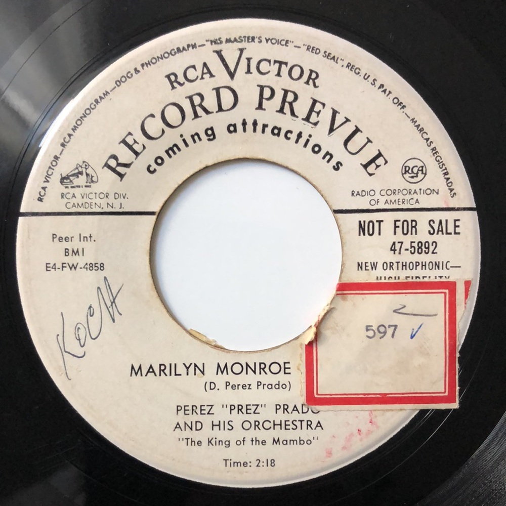Perez Prado Steam Heat - Mambo/Marilyn Monroe Vinyl 45 Record '54